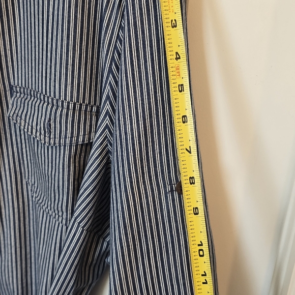 Vintage Retro-chic style denim look striped button front dress - 3X - Picture 6 of 9